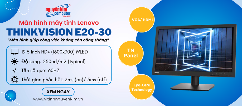 Màn hình máy tính Lenovo Thinkvision E20-30 62F7KAR4WW